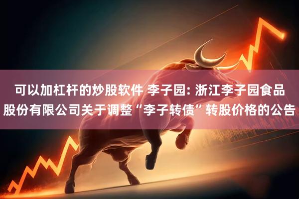 可以加杠杆的炒股软件 李子园: 浙江李子园食品股份有限公司关于调整“李子转债”转股价格的公告